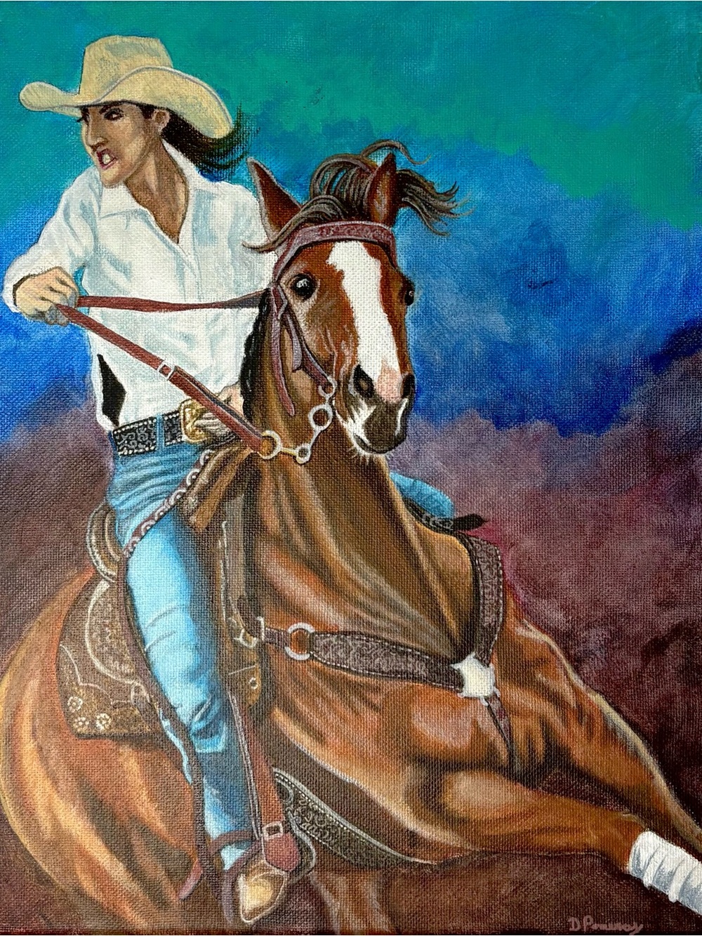 Hard Right - Original acrylic painting on canvas. Signed.